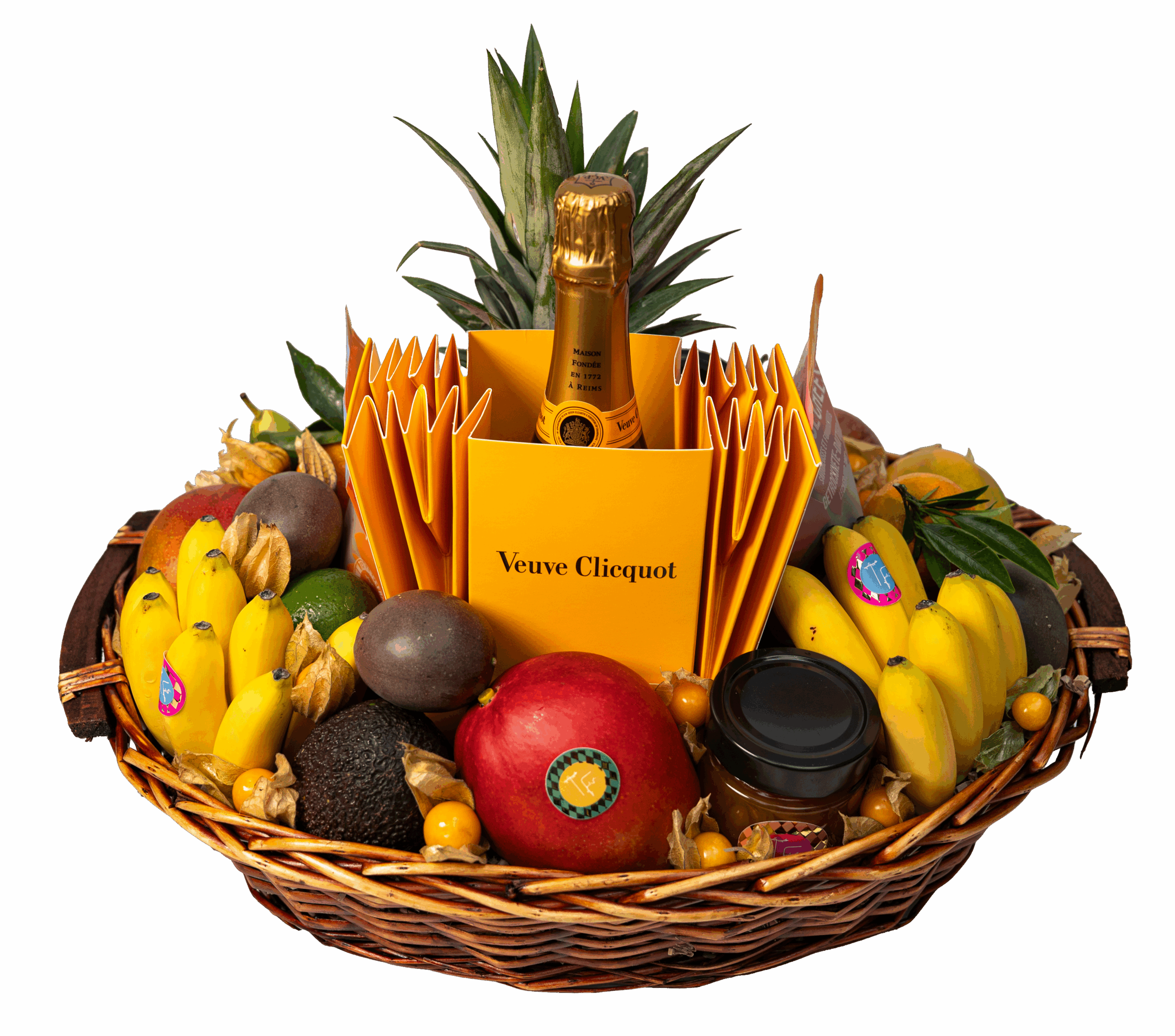le festif Panier de fruits gourmet exotiques vu de face