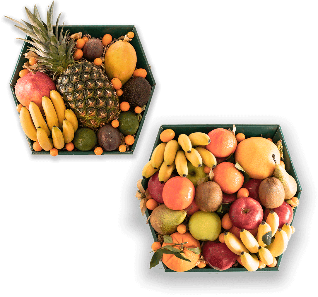 Selection of exotic gourmet fruit baskets
