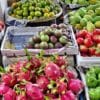 Etal fruits exotiques marché